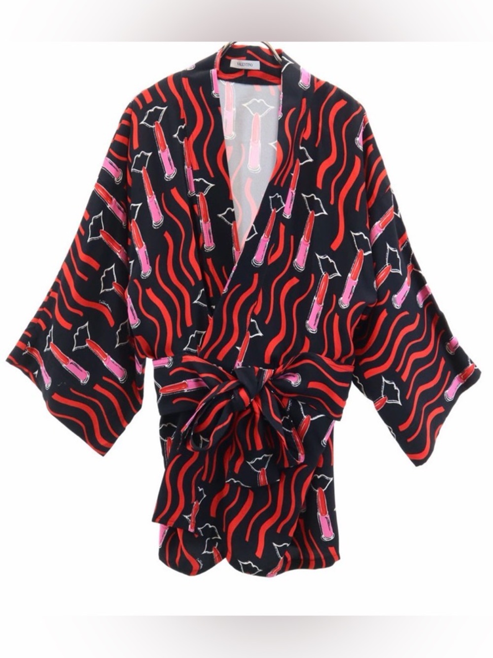 Rare Valentino Garavani Lipstick Print Top Wrap